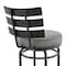 Armen Living Natya Swivel Counter or Bar Stool in Black Finish with Gray Faux Leather 840254333642 - alternate 10